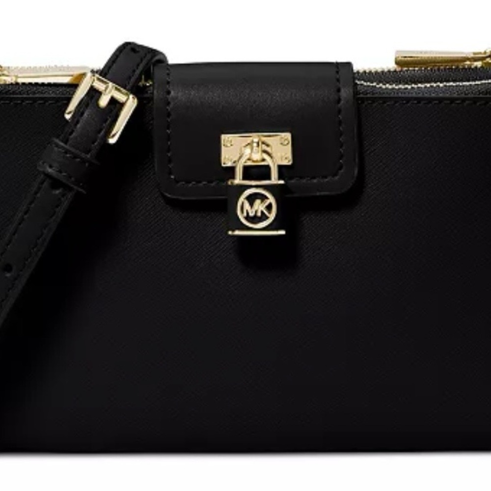Michael Kors Black Crossbody Bag with Gold Accents